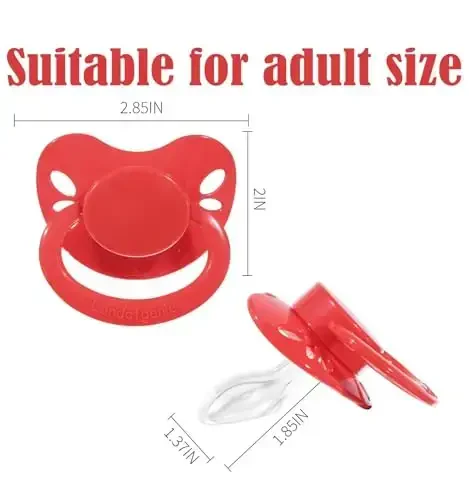 Landofgenie Large Shield Adult Size Pacifiers Set Butterfly Shaped Cutie Pacifier 3 Pack - Red+Orange+Pink - 7
