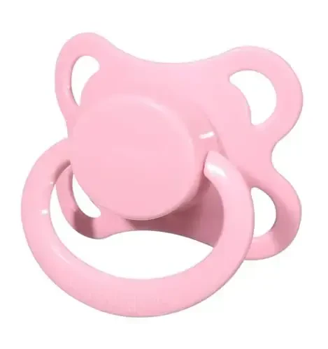 Landofgenie Large Shield Adult Size Pacifiers Set Moon Shaped Cutie Pacifier 3 Pack - Red+Orange+Pink - 2