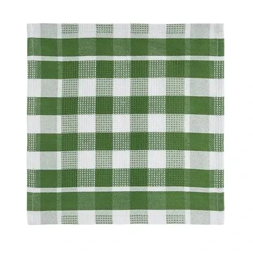LANE LINEN %100 Pamuk Mutfak Bulaşık Bezleri, Ultra Yumuşak Emici Hızlı Kuruyan Bulaşık Havluları, Çok Dokumalı Yıkama Bezleri Bulaşık Havlusu Setleri, 12x12 İnç, 12'li Paket - Zeytin Yeşili - 3