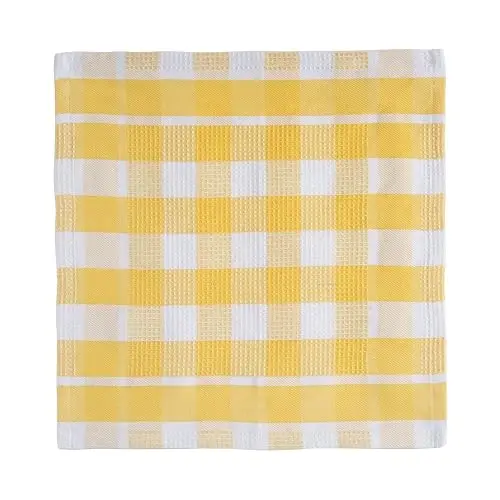 LANE LINEN %100 Pamuk Mutfak Bulaşık Bezleri, Ultra Yumuşak Emici Hızlı Kuruyan Bulaşık Havluları, Çoklu Dokuma Yıkama Bezleri Bulaşık Havlusu Setleri, 12x12 İnç, 12'li Paket - Sarı - 3