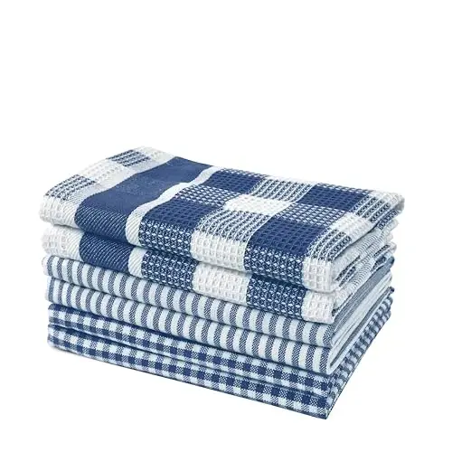 LANE LINEN %100 Pamuk Mutfak Havluları - 6'lı Paket Ultra Yumuşak Hızlı Kuruyan Bulaşık Havluları, Emici Mutfak Bezleri 12