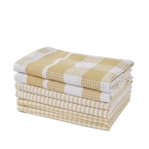 LANE LINEN 100% Paxta Oshxona uchun Idish Sochiqlari - 6 Donalik Idish Yuvish Lattalari, O'ta Yumshoq Tez Quriydigan Oshxona Idish Lattalari, Idish Yuvish uchun Qayta Foydalaniladigan Lattalar, 12