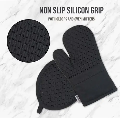 Lane Linen 16 dona oshxona sochiqlari to'plami - 6 ta absorbentli terri oshxona sochiqlari, idishlarni yuvish uchun 6 ta latta, 2 ta silikon ushlagichli tutqich va 2 ta silikonli pech qo'lqopi - Qizil - 4