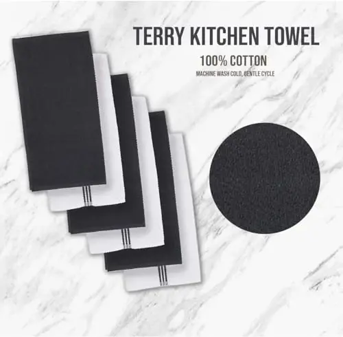 Lane Linen 16 Pc Kitchen Dish Towels Set - 6 Absorbent Terry Kitchen Hand Towels, 6 Dish Cloths for Washing Dishes, 2 Silicone Grip Potholders & 2 Silicone Oven Mitts - Red - 6