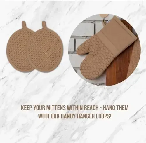 LANE LINEN 16 Piece Dish Cloths Set - 100% Cotton, Heat Resistant Mittens and Pot Holder Set, Reusable Dish Rags for Washing, Absorbent Towels for Kitchen Drying - Beige - 5