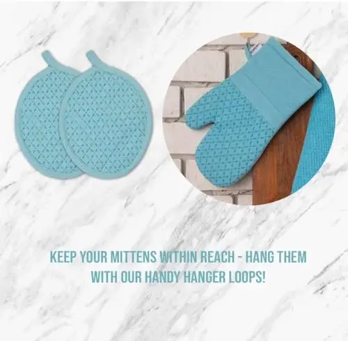 Lane Linen 16Pc Kitchen Towel Set - Heat Resistant Oven Mitts & Pot Holders, Reusable Dish Cloths, Absorbent Hand Towels - Aqua - 5