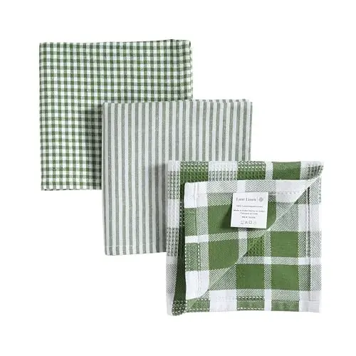 LANE LINEN Bulaşık Bezleri - 6'lı Paket Pamuklu Bulaşık Kurulama Havlusu, Yumuşak, Dayanıklı, Emici Çok Amaçlı Bulaşık Bezi, 12