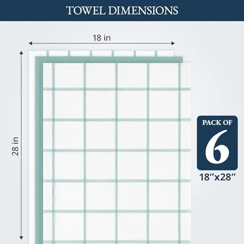 LANE LINEN Cotton Kitchen Towels and Dish Cloths Set, 6-Pack – Absorbent, Quick-Drying Dish Towel, 18