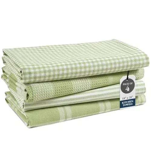 LANE LINEN Cotton Kitchen Towels Set, 4-Pack – Absorbent, Quick-Drying Dish Towels, 18