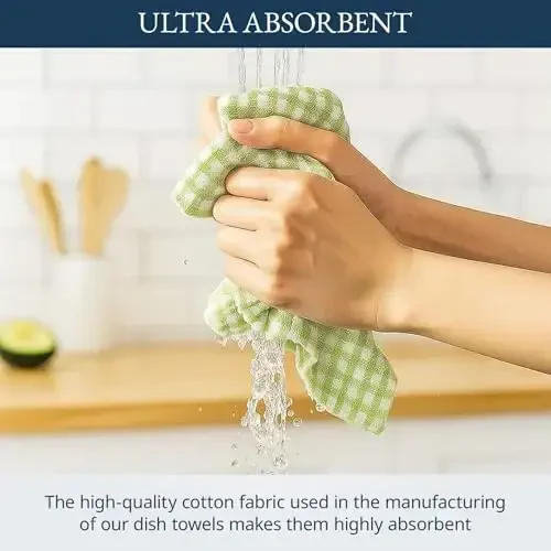 LANE LINEN Cotton Kitchen Towels Set, 4-Pack – Absorbent, Quick-Drying Dish Towels, 18