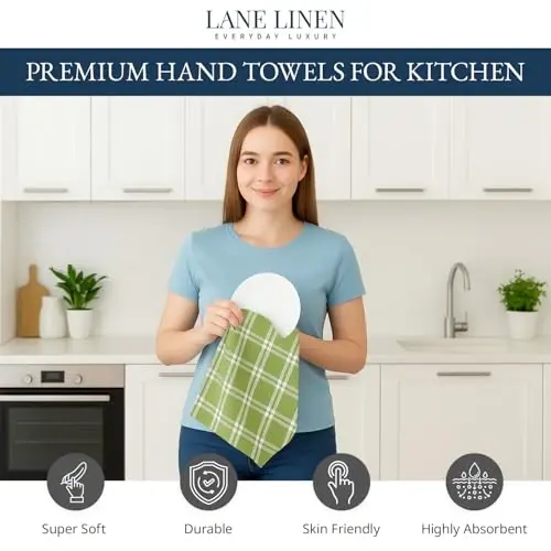 LANE LINEN Cotton Kitchen Towels Set, 4-Pack – Absorbent, Quick-Drying Dish Towels, 18