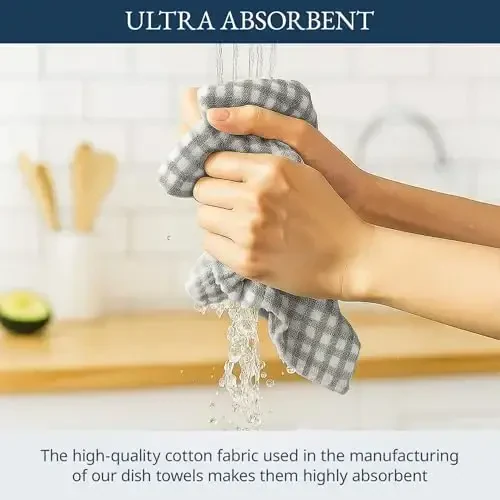 LANE LINEN Cotton Kitchen Towels Set, 4-Pack – Absorbent, Quick-Drying Dish Towels, Tea Towels, 18