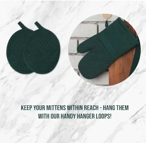 LANE LINEN Dish Towels and Dishcloths Sets - 16 Pc Kitchen Mitts and Pot Holders, 100% Cotton Kitchen Dish Rags for Washing Dishes - Green - 5