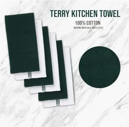 LANE LINEN Dish Towels and Dishcloths Sets - 16 Pc Kitchen Mitts and Pot Holders, 100% Cotton Kitchen Dish Rags for Washing Dishes - Green - 6