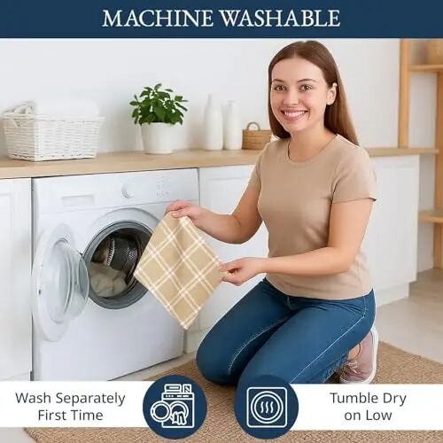 LANE LINEN Dish Towels for Kitchen Cotton Soft & Absorbent 4 Pack - Beige | Quick Drying, Multitextured, Tightly Woven Kitchen Towels, Paper Towel Replacement, Great for Kitchen Cleanup & Dish Drying - 6