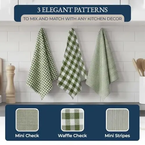 LANE LINEN Kitchen Towel and Pot Holder Sets 20 Pc - Eco Friendly Reusable Cotton Dish Towels, Soft Flour Sack Tea Towels, Absorbent Kitchen Hand Towels, Heat Resistant Oven Mitts for Cooking - Olive - 5