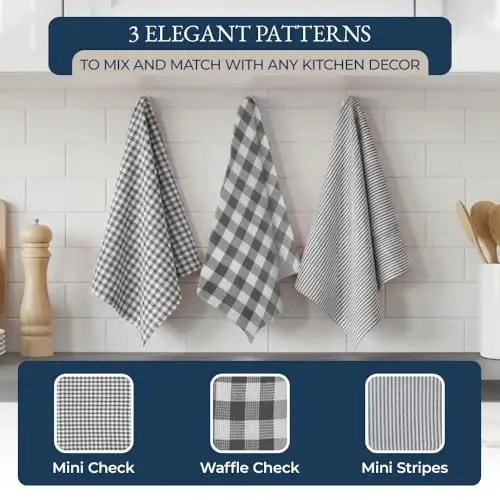 LANE LINEN Kitchen Towels and Dishcloths Sets - 20 Pc Kitchen Essentials for New Home, Heat Resistant Oven Mitts & Pot Holder, Absorbent Flour Sack Dish Towels- Grey - 4