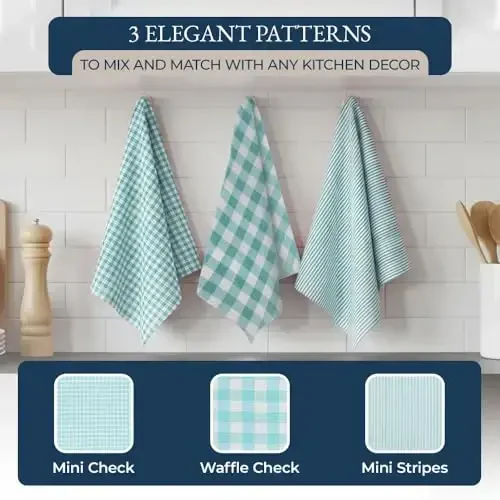 LANE LINEN Kitchen Towels and Dishcloths Sets - 20Pc Kitchen Towel Set, 350 Degree Heat Resistant Oven Mitts & Pot Holder, Reusable Absorbent Dish Cloths for Washing Dishes - Aqua - 5