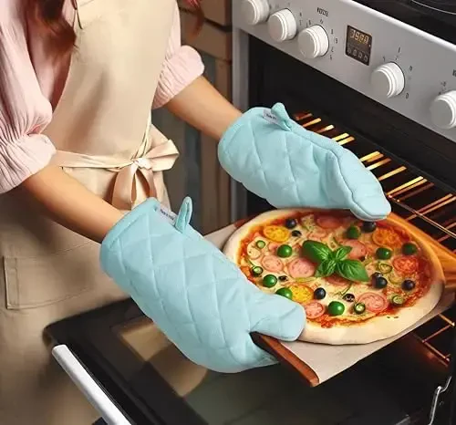 LANE LINEN Kitchen Towels and Dishcloths Sets - 20Pc Kitchen Towel Set, 350 Degree Heat Resistant Oven Mitts & Pot Holder, Reusable Absorbent Dish Cloths for Washing Dishes - Aqua - 6