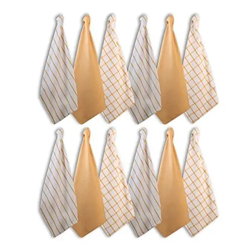 LANE LINEN Kitchen Towels Set of 12-100% Cotton, Quick-Drying 18” x 28” Absorbent Dish & Tea Towels, Premium Hand Towels for Drying Dishes - Yellow - LANE LINEN (1)