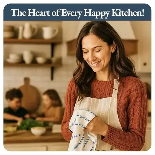 LANE LINEN Kitchen Towels Set - Pack of 4 Cotton Dish Towels for Drying Dishes, 18”x 28”, Absorbent Tea Towels, Quick Drying Kitchen Towel Set - Blue Saphire - 6