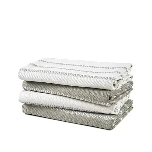 LANE LINEN Kitchen Towels Set - Pack of 4 Cotton Dish Towels for Drying Dishes, 18”x 28”, Absorbent Tea Towels, Quick Drying Kitchen Towel Set - Grey - 1