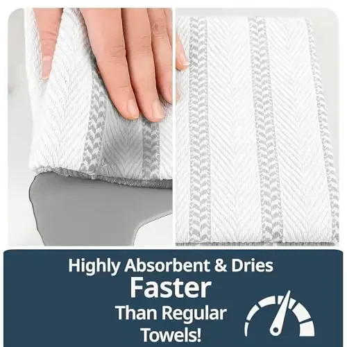 LANE LINEN Kitchen Towels Set - Pack of 4 Cotton Dish Towels for Drying Dishes, 18”x 28”, Absorbent Tea Towels, Quick Drying Kitchen Towel Set - Grey - 5