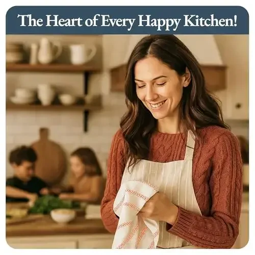 LANE LINEN Kitchen Towels Set – Pack of 6 Cotton Dish Towels, 18”x28”, Absorbent & Quick-Drying Tea Towels for Drying Dishes – Rust - 6