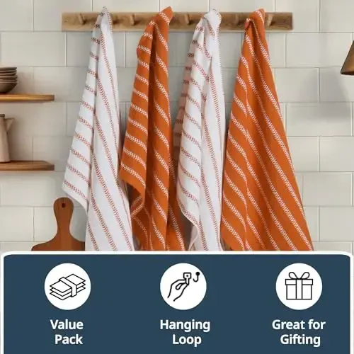 LANE LINEN Kitchen Towels Set – Pack of 6 Cotton Dish Towels, 18”x28”, Absorbent & Quick-Drying Tea Towels for Drying Dishes – Rust - 7