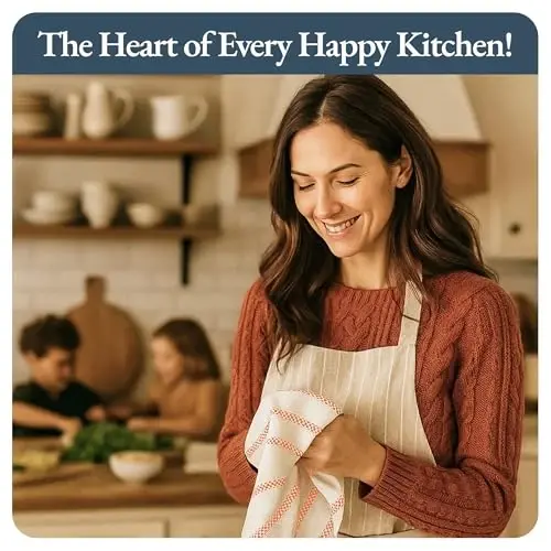 LANE LINEN Kitchen Towels Set – Pack of 6 Cotton Dish Towels, 18”x28”, Absorbent & Quick-Drying Tea Towels for Drying Dishes – Rust - 6