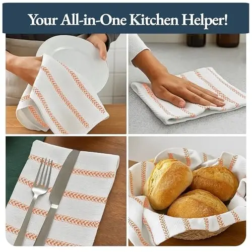 LANE LINEN Kitchen Towels Set – Pack of 6 Cotton Dish Towels, 18”x28”, Absorbent & Quick-Drying Tea Towels for Drying Dishes – Rust - 4