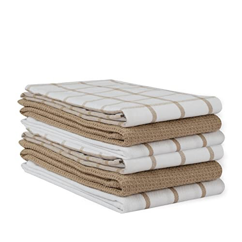 LANE LINEN Kitchen Towels Set - Pack of 6 Cotton Dish Towels for Drying Dishes, 18”x 28”, Kitchen Hand Towels, Tea Towels, Premium Dish Towels for Kitchen, Quick Drying Kitchen Towel Set - Beige - 7