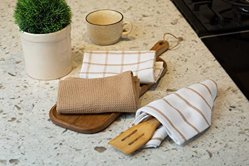 LANE LINEN Kitchen Towels Set - Pack of 6 Cotton Dish Towels for Drying Dishes, 18”x 28”, Kitchen Hand Towels, Tea Towels, Premium Dish Towels for Kitchen, Quick Drying Kitchen Towel Set - Beige - 4