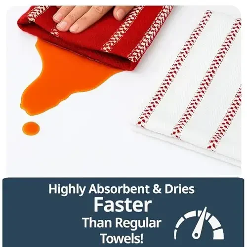 LANE LINEN Kitchen Towel Sets - Pack of 6 Cotton Dish Towels for Drying Dishes, 18”x 28”, Hand Towels, Absorbent Tea Towels, Quick Drying Kitchen Towels Set - Christmas Red - 5