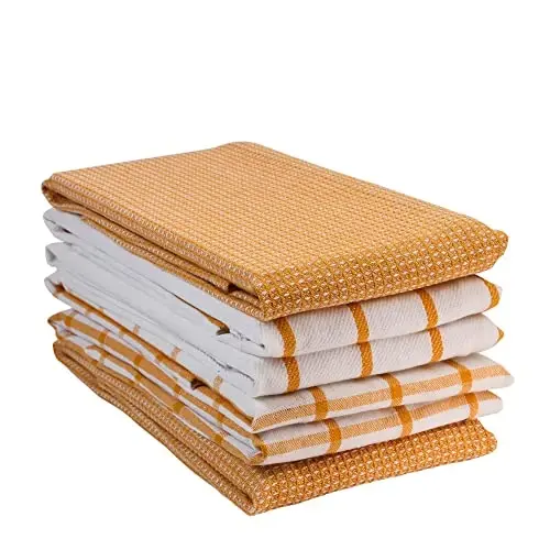 LANE LINEN Mutfak Havluları 6'lı Set - %100 Pamuk, Hızlı Kuruyan 18” x 28” Bulaşık ve Çay Havluları, Bulaşık Kurutmak için Premium El Havluları - Sarı - 2