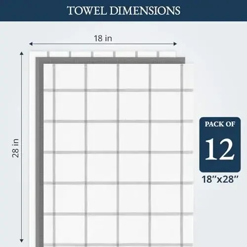 LANE LINEN Kitchen Towels & Dishcloths Set of 12-100% Cotton, Quick-Drying 18” x 28” Absorbent Dish & Tea Towels, Soft Hand Towels for Kitchen - Grey - 3