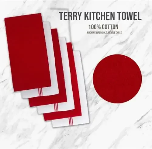 LANE LINEN Kitchen Towels and Dishcloths Sets - 16 Pc Kitchen Essentials for New Home, Heat Resistant Silicone Oven Mitts & Pot Holder, Absorbent Terry Hand Towels & Dish Towel - Grey - 6