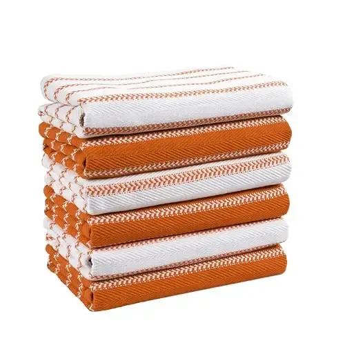 LANE LINEN Kitchen Towels Set – Pack of 6 Cotton Dish Towels, 18”x28”, Absorbent & Quick-Drying Tea Towels for Drying Dishes – Rust 