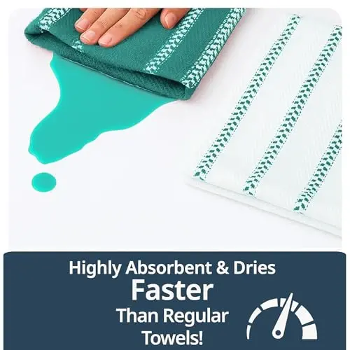LANE LINEN Mutfak Havlusu Seti - Bulaşık Kurulamak İçin 4'lü Pamuklu Bulaşık Havlusu, 18”x 28”, Emici Kurulama Bezleri, Hızlı Kuruyan Mutfak Havlusu Seti - Tavus Kuşu Mavisi - 5