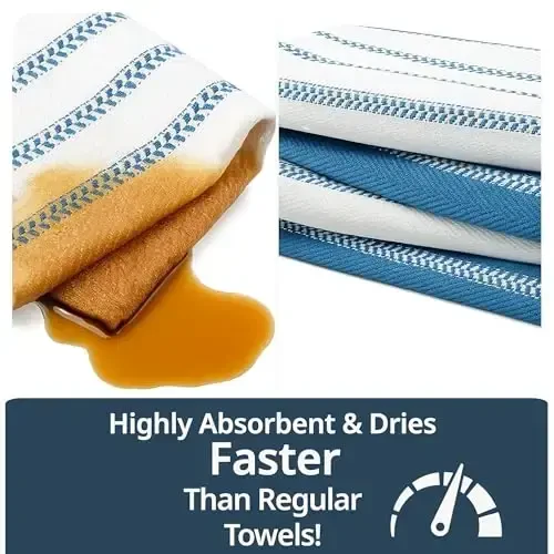 LANE LINEN Kitchen Towels Set - Pack of 4 Cotton Dish Towels for Drying Dishes, 18”x 28”, Absorbent Tea Towels, Quick Drying Kitchen Towel Set - Blue Saphire - 5