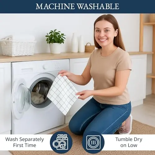 LANE LINEN Oshxona Sochiqlari 12 talik to'plam - 100% Paxta, Tez quriydigan 18” x 28” Namlik yutuvchi idish va choy sochiqlari, Idish quritish uchun premium qo'l sochiqlari - Rojdestvo Qizili - 5
