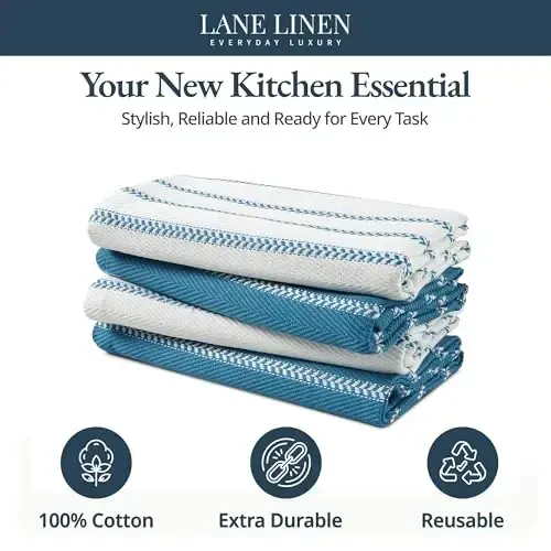 LANE LINEN Oshxona Sochiqlari To'plami - Idishlarni quritish uchun 4 ta Paxta Sochig'i, 18