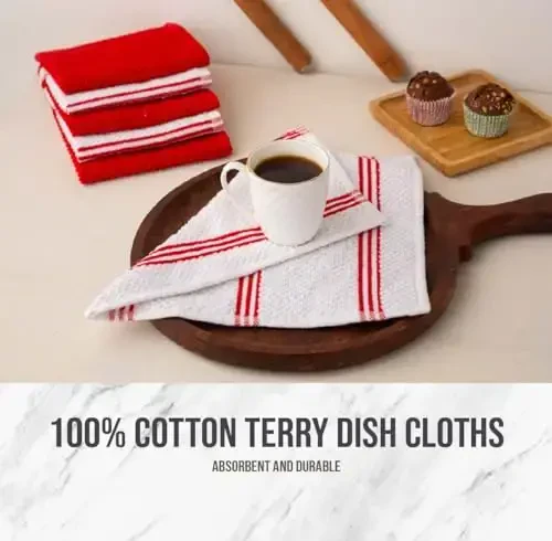 LANE LINEN Oshxona Sochiqlari va Idish Sochiqlari To'plami - Yangi Uy uchun 16 dona Oshxona Anjomlari, Issiqlikka chidamli Silikon Pech Qo'lqoplari va Qozon Tutqichi, Singdiruvchi Terry Sochiqlar va Idish Sochiqlari - Kulrang - 7