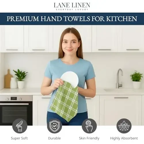 LANE LINEN Cotton Kitchen Towels Set, 4-Pack – Absorbent, Quick-Drying Dish Towels, 18