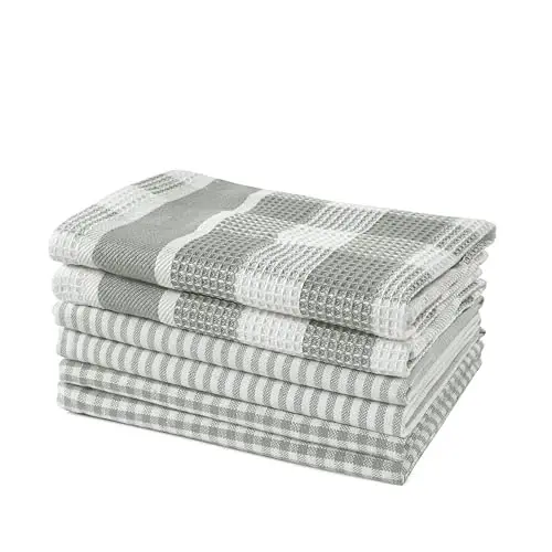 LANE LINEN Pamuklu Bulaşık Havluları - 6'lı Paket Yumuşak Emici Mutfak Bulaşık Bezleri, Temizlik ve Kurulama İçin Çok Amaçlı Mutfak Havlusu, 12