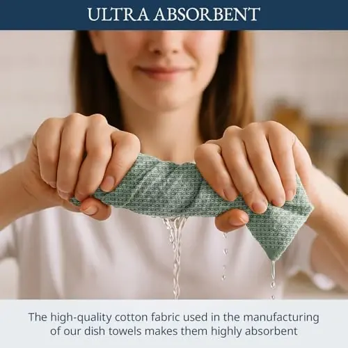LANE LINEN Pamuklu Mutfak Havlusu Seti, 6'lı Paket – Emici, Hızlı Kuruyan Bulaşık Havluları, 18