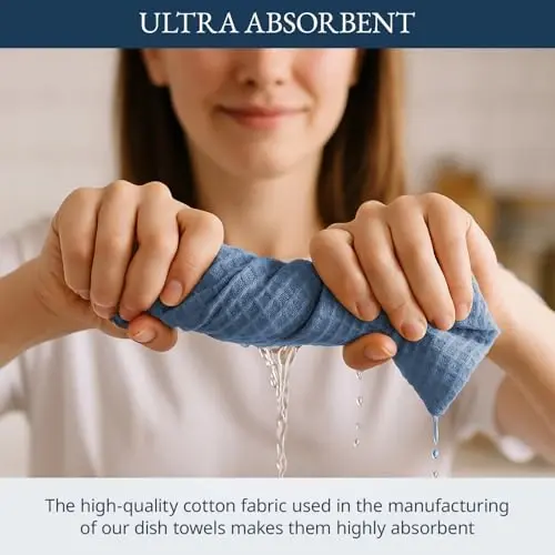 LANE LINEN Pamuklu Mutfak Havlusu Seti, 6'lı Paket – Emici, Hızlı Kuruyan Bulaşık Havluları, 18