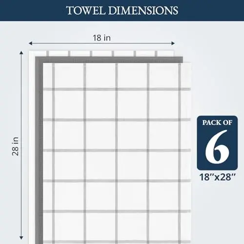 LANE LINEN Pamuklu Mutfak Havlusu ve Bulaşık Bezi Seti, 6'lı Paket – Emici, Hızlı Kuruyan Bulaşık Havlusu, 18