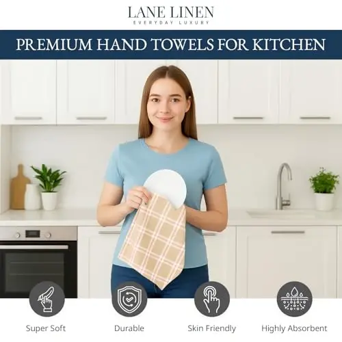 LANE LINEN Paxtali Oshxona Sochiqlari To'plami, 4 talik – Shimuvchi, Tez quriydigan, Premium Idish Sochiqlari, Choy Sochiqlari, 18