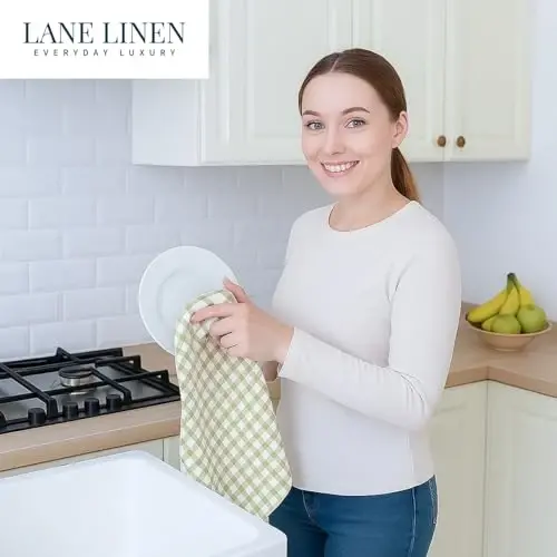 LANE LINEN Paxtali Oshxona Sochiqlari To'plami, 4 talik – Shimuvchi, Tez quriydigan, Premium Idish Sochiqlari, Choy Sochiqlari, 18
